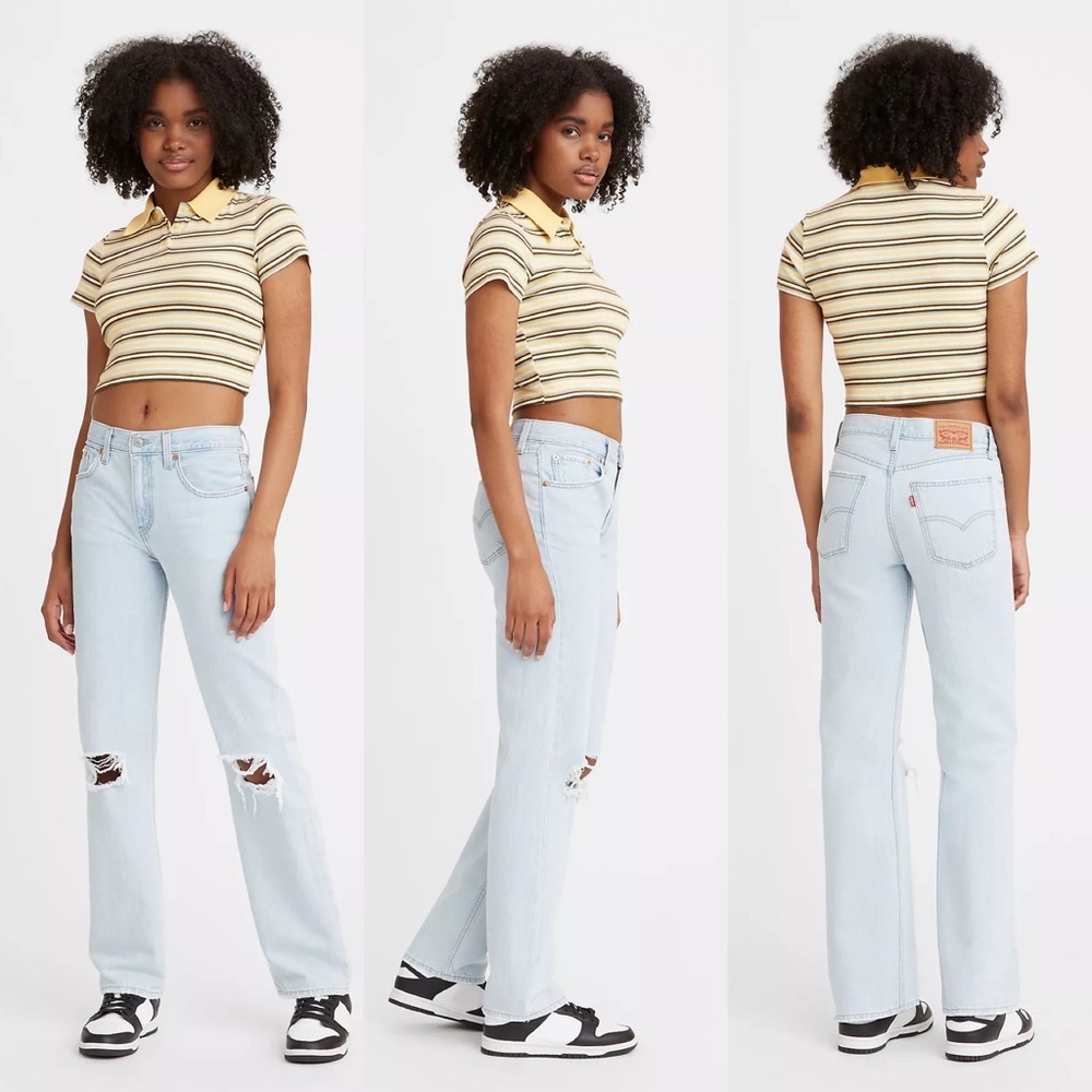 Levi’s Distressed Low Pro Jeans in Charlie Won (Light Wash)